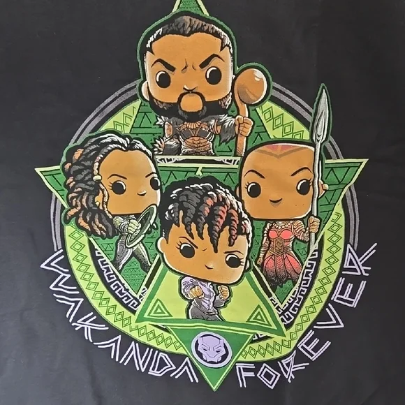 Marvel Wakanda Forever Black Short Sleeve Tee with Vibrant Graphic - Picture 3 of 4